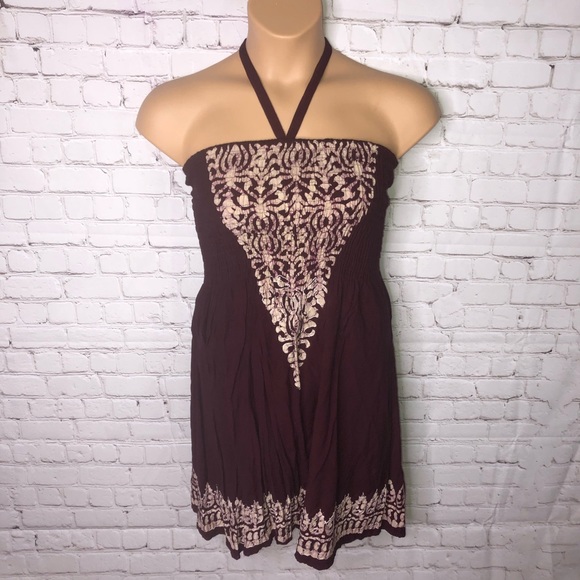 Advance Apparels Dresses & Skirts - Maroon Halter Summer Sundress Advance Apparels Dresses & Skirts - Maroon Halter Summer Sundress